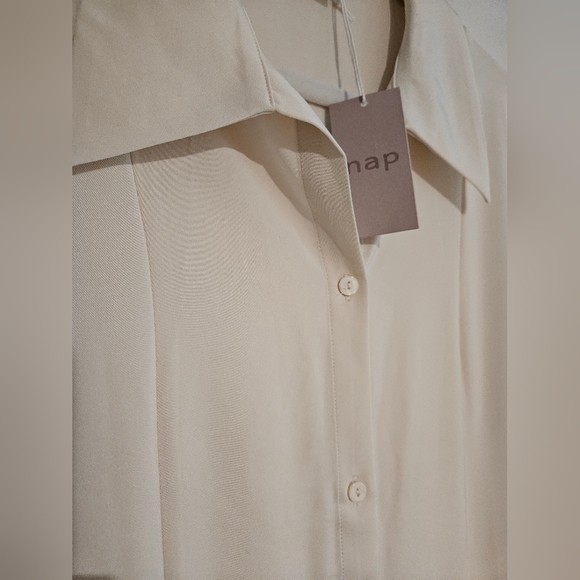 NWT Long Sleeve Drape Shirt Robe Dress (Cream) - NAP Loungewear - Picture 9 of 13